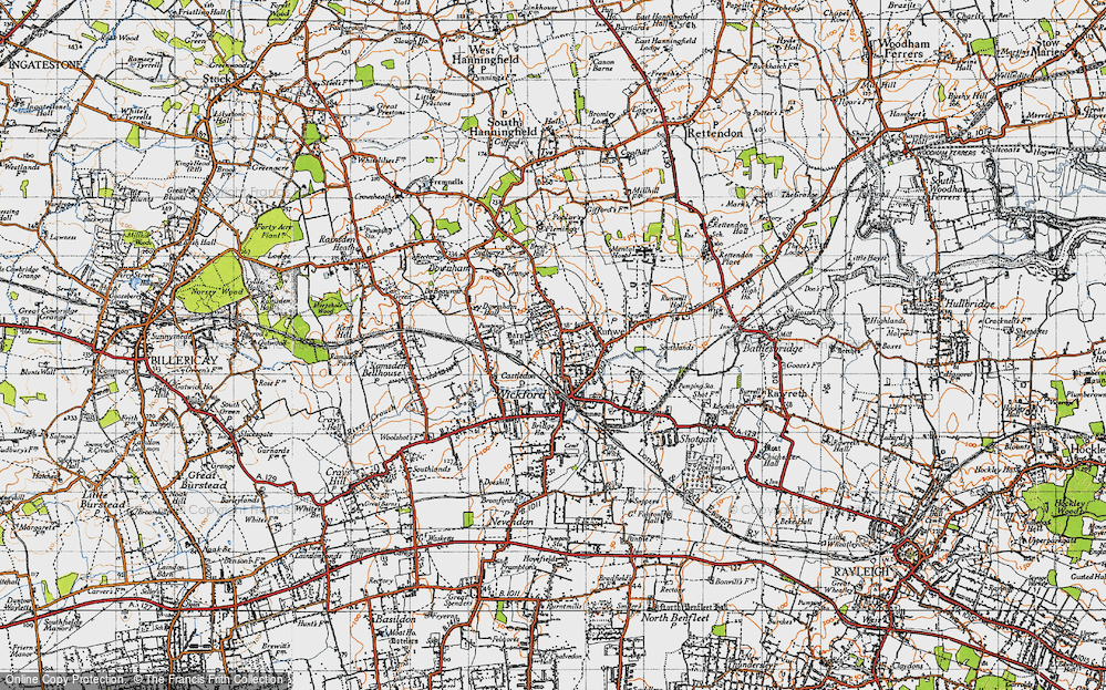 Old Map of Runwell, 1945 in 1945