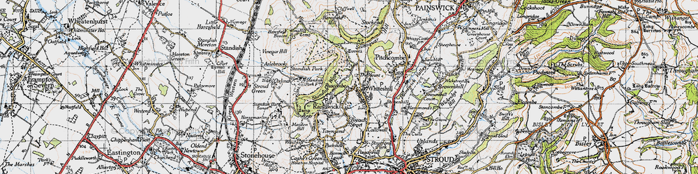 Old map of Ruscombe in 1946