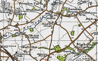 Old map of Rush Green in 1946