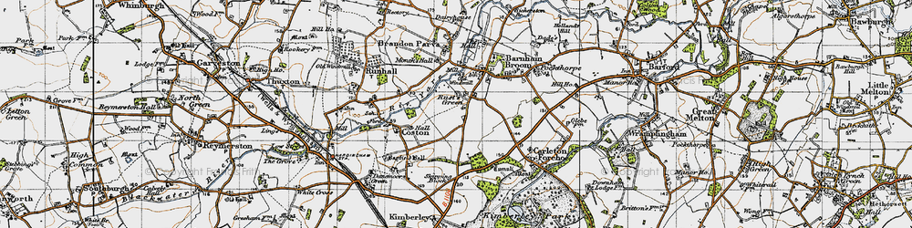 Old map of Rush Green in 1946