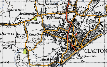 Old map of Rush Green in 1946