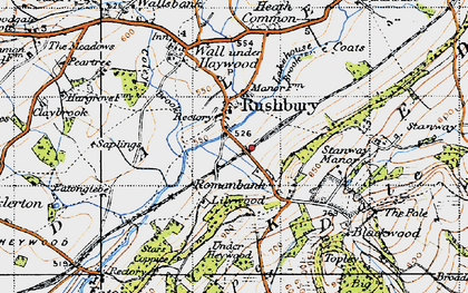Old map of Rushbury in 1947