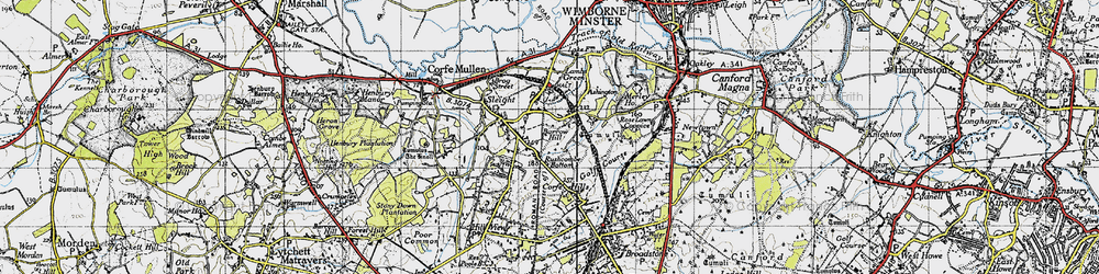 Old map of Rushcombe Bottom in 1940