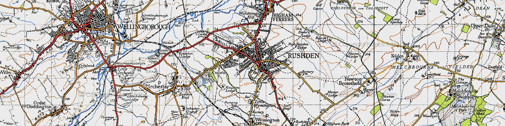 Old map of Rushden in 1946