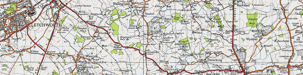 Old map of Rushden in 1946