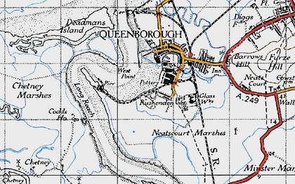 Old map of Kingsferry Bridge in 1946