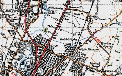 Old map of Rushey Mead in 1946