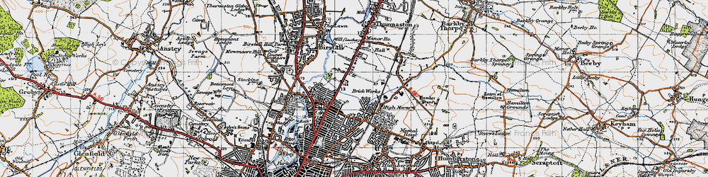 Old map of Rushey Mead in 1946