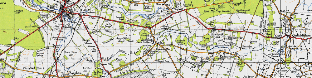 Old map of Rushford in 1946