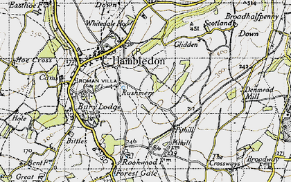 Old map of Rushmere in 1945