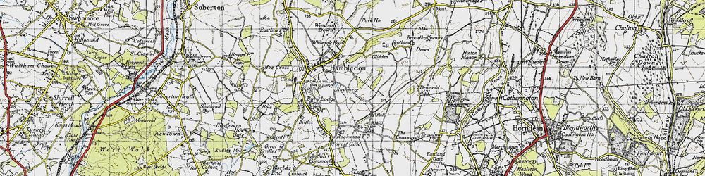 Old map of Rushmere in 1945