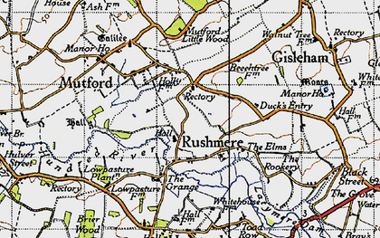 Old map of Rushmere in 1946