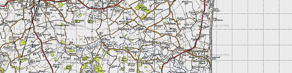 Old map of Rushmere in 1946