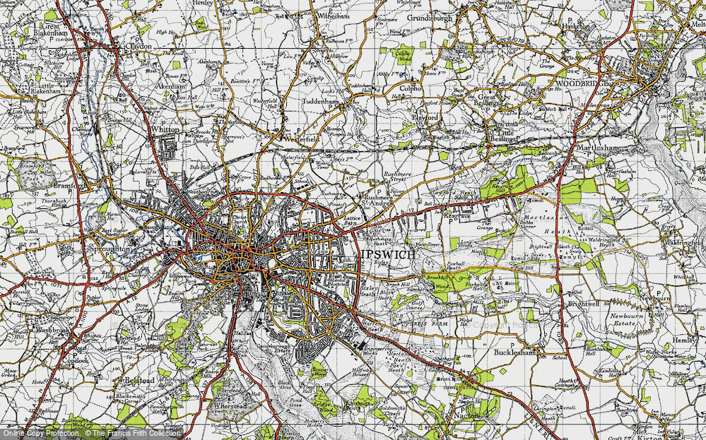 Old Map of Rushmere St Andrew, 1946 in 1946