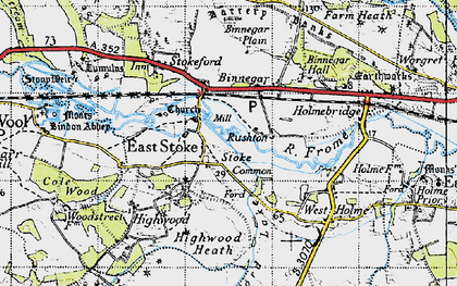 Old map of Rushton in 1945