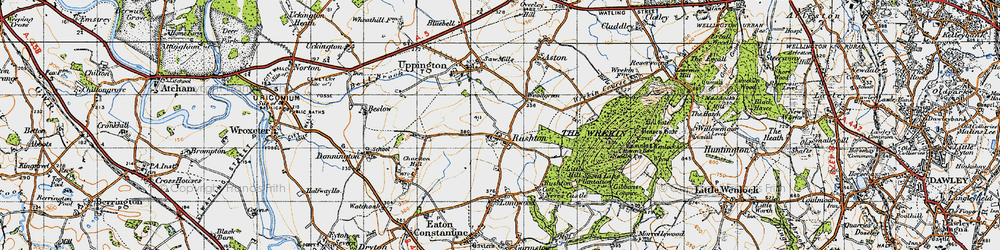 Old map of Rushton in 1947