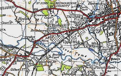 Old map of Rushwick in 1947