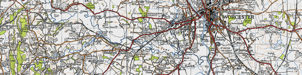 Old map of Rushwick in 1947
