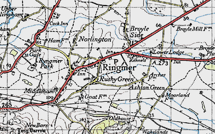 Old map of Rushy Green in 1940