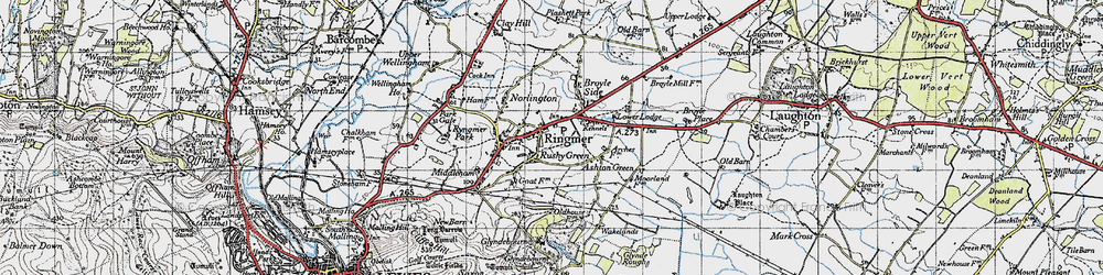 Old map of Rushy Green in 1940