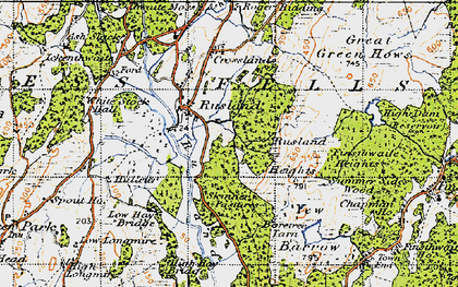 Old map of Rusland Cross in 1947