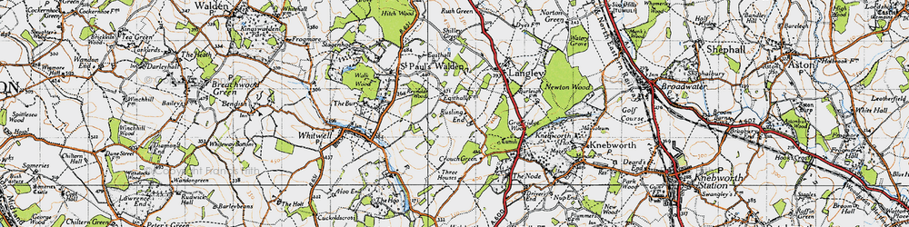 Old map of Rusling End in 1946