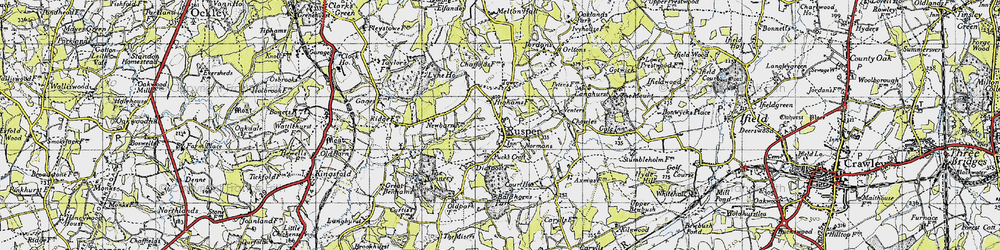 Old map of Rusper in 1940