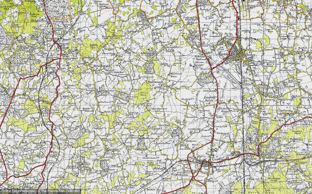 Old Map of Russ Hill, 1940 in 1940