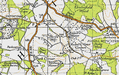 Old map of Russell's Water in 1947