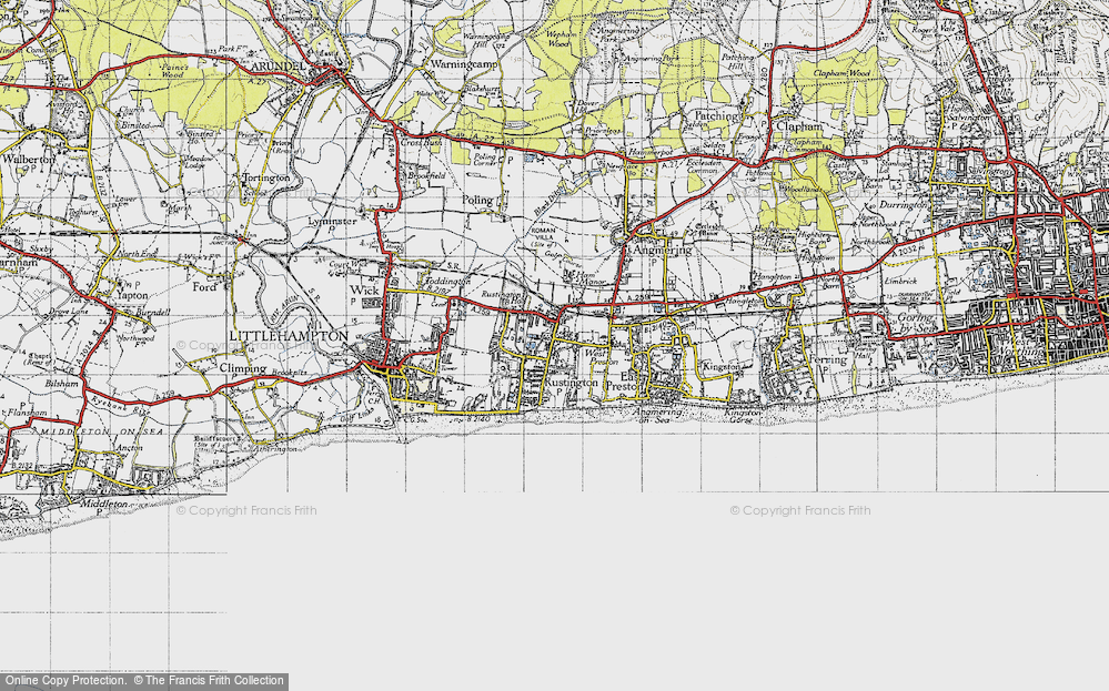 Old Map of Rustington, 1945 in 1945