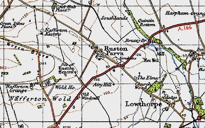 Old map of Ruston Parva in 1947