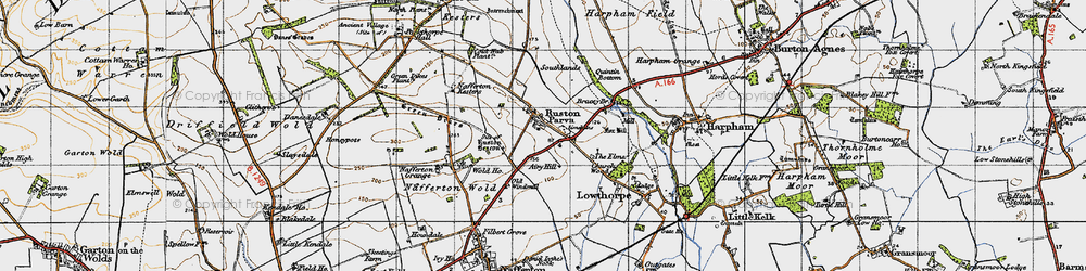 Old map of Ruston Parva in 1947