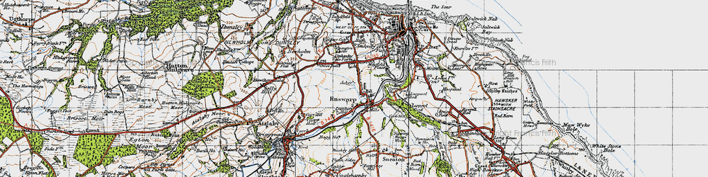 Old map of Ruswarp in 1947