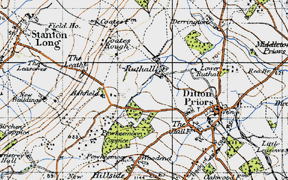 Old map of Ruthall in 1947