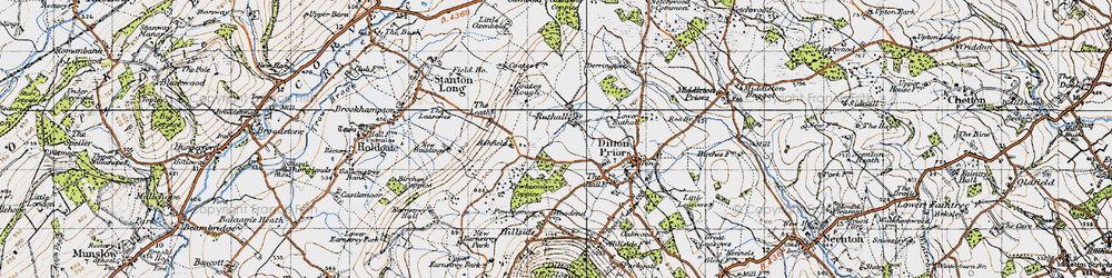 Old map of Ruthall in 1947