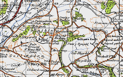 Old map of Ruthin in 1947