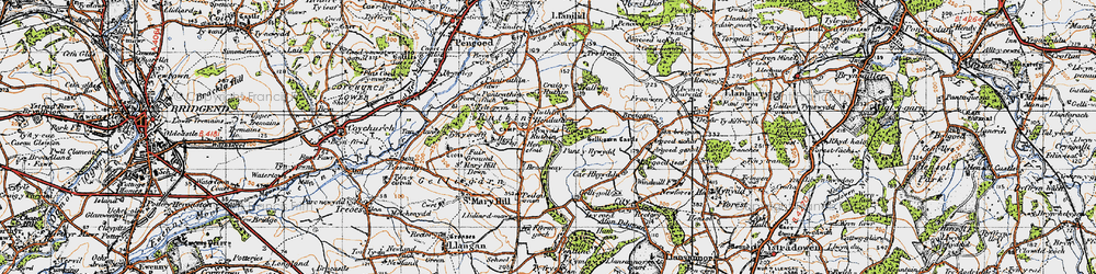 Old map of Ruthin in 1947