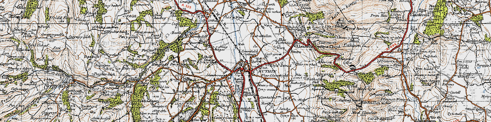 Old map of Ruthin in 1947