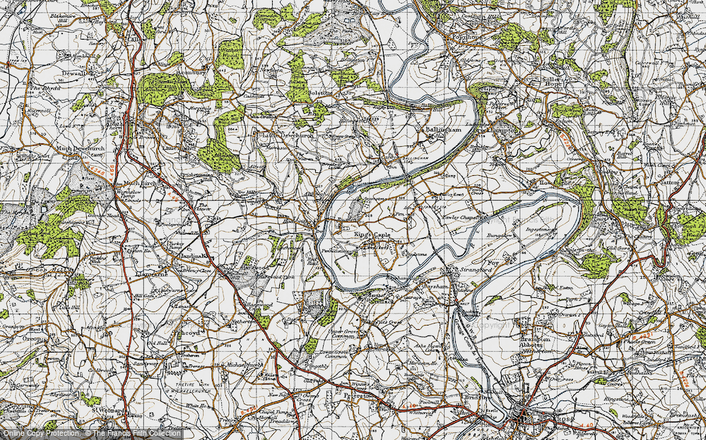 Old Map of Historic Map covering Aramstone in 1947