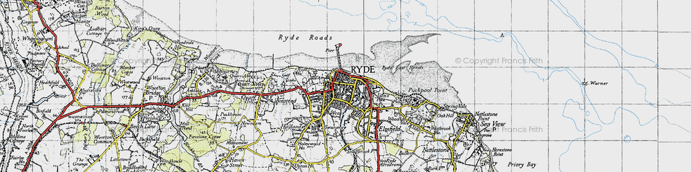 Old map of Ryde in 1945