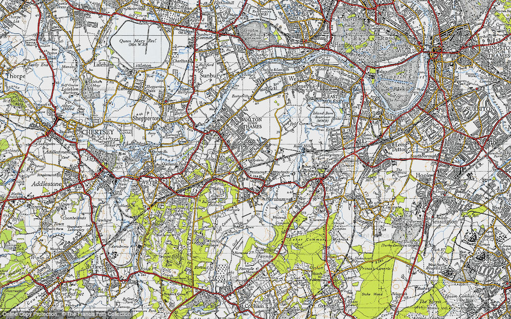 Old Map of Rydens, 1945 in 1945