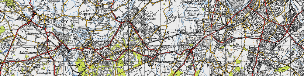 Old map of Rydens in 1945