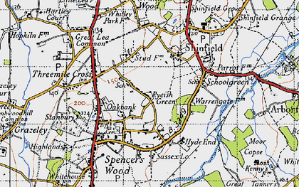 Old map of Ryeish Green in 1940