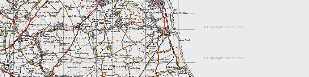 Old map of Ryhope in 1947