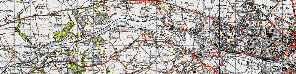 Old map of Ryton in 1947