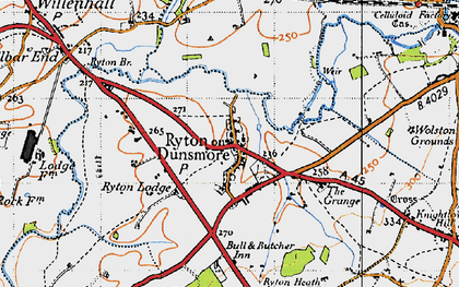 Old map of Ryton-on-Dunsmore in 1946