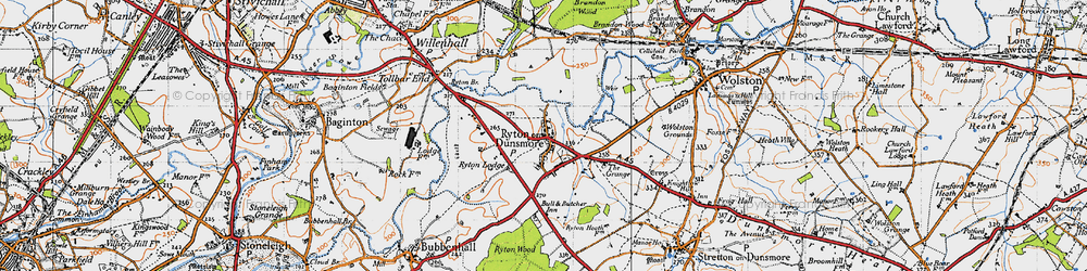 Old map of Ryton-on-Dunsmore in 1946