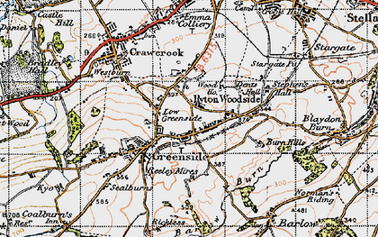 Old map of Ryton Woodside in 1947