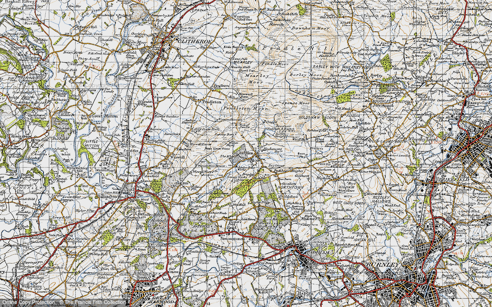 Old Map of Historic Map covering Whins, The in 1947