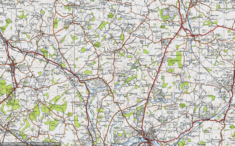 Old Map of Sacombe, 1946 in 1946